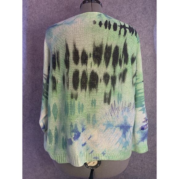 Bella Amore Med/Large Mint, Blue & White‎ Tye Dye Long Sleeve Knit Sweater - Picture 7 of 9